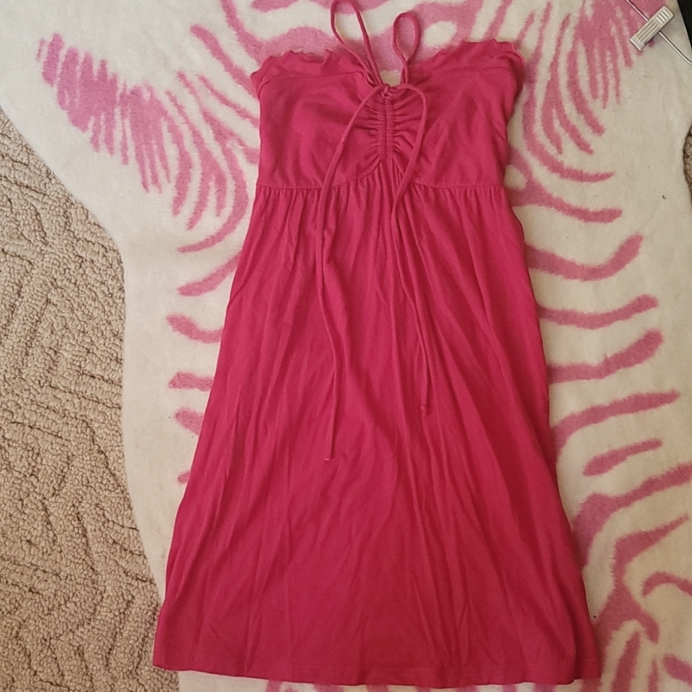 Pink Victoria Secret dress/swimsuit cover. Strapless or can be tied at neck